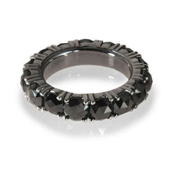 Edgy black diamond wedding band