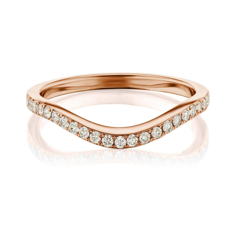 Rose Gold Curved Pave Diamond Band