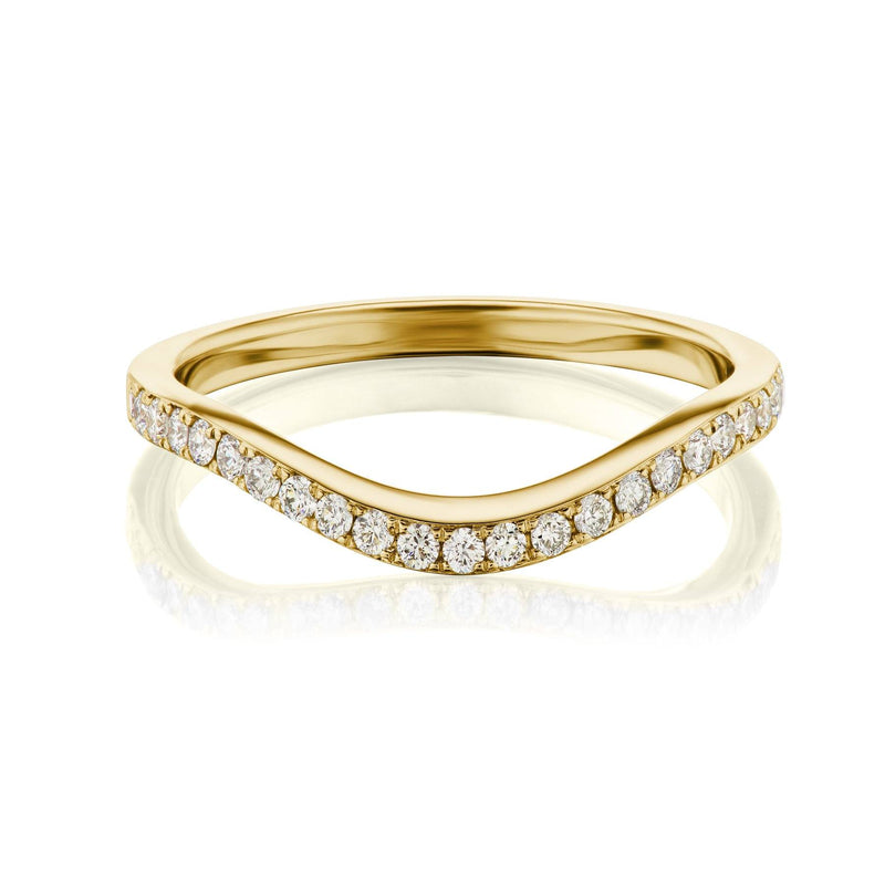 curved diamond band yellow gold 