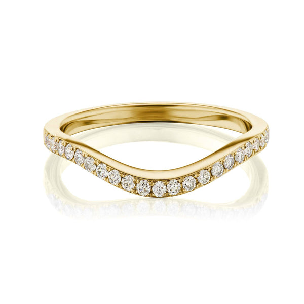 Yellow Gold Curved Pave Wedding Band