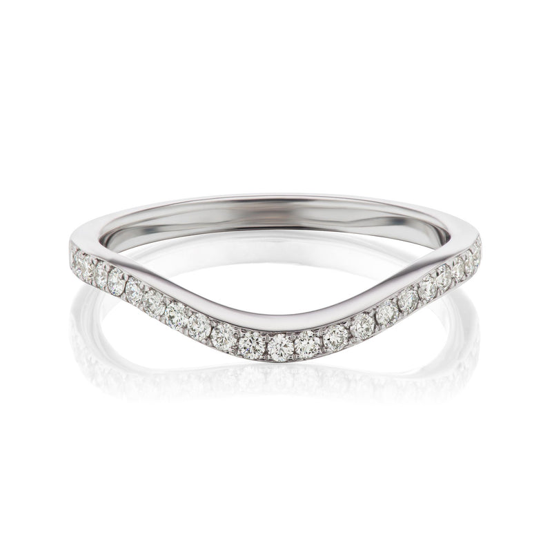 curved diamond band white gold 