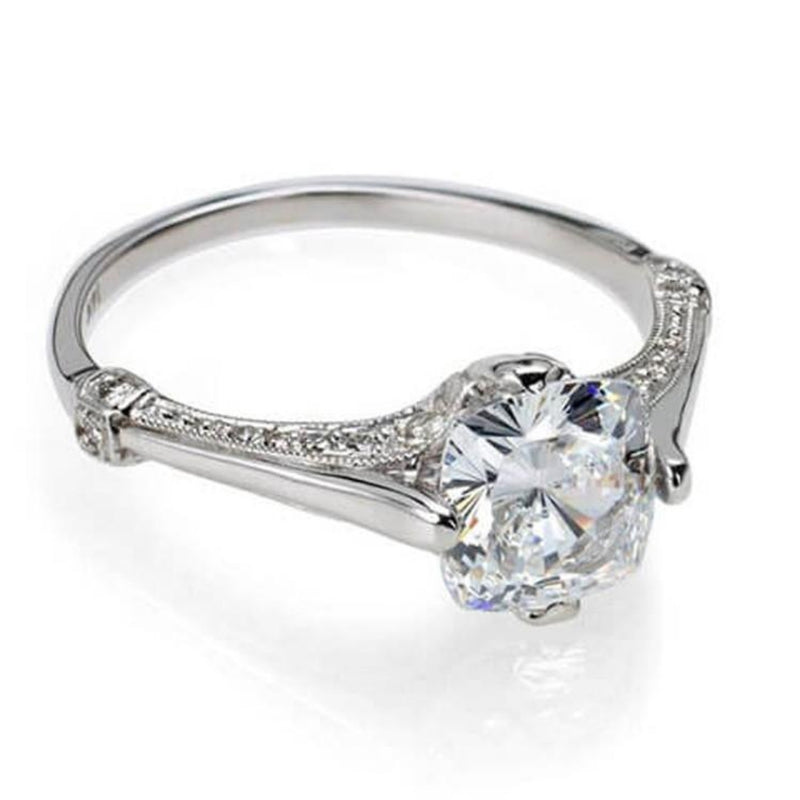 Cushion cut diamond engagement ring antique inspired 
