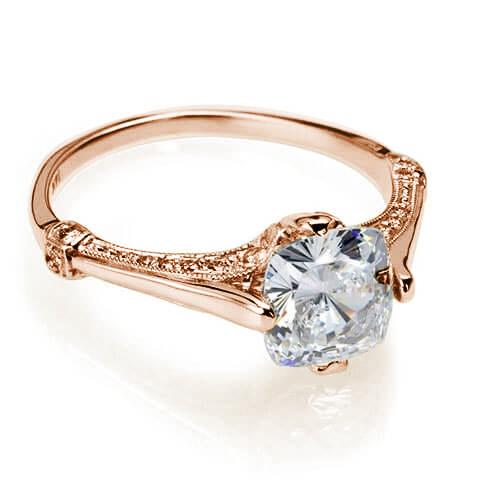 Cushion Cut Diamond Engagement Ring Rose Gold