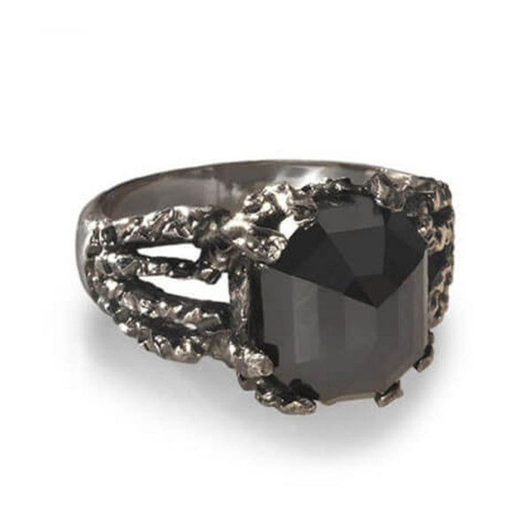 Edgy black diamond ring