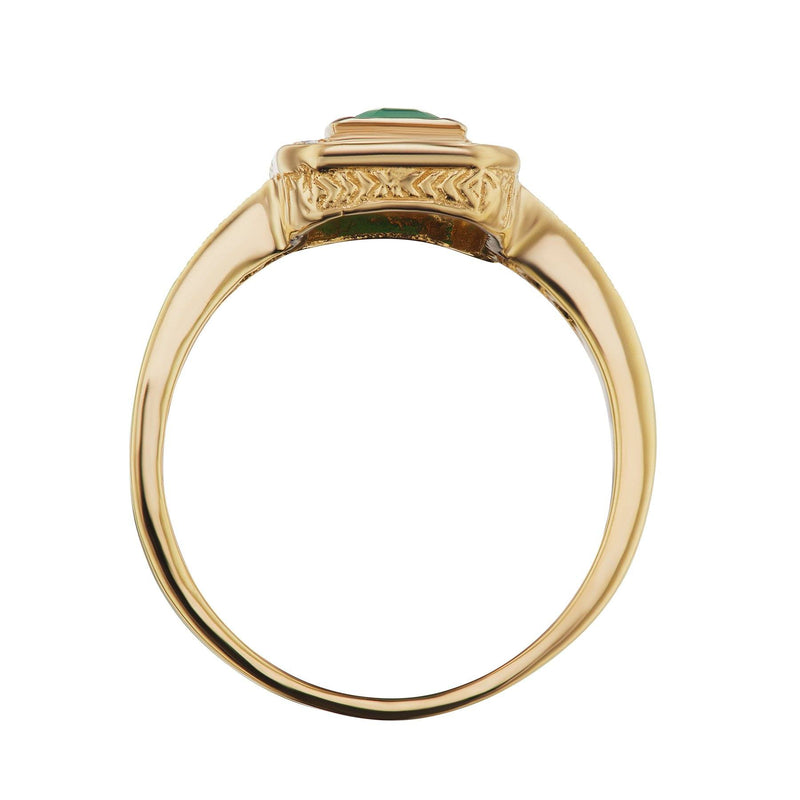 Emerald Diamond Halo Ring Side View