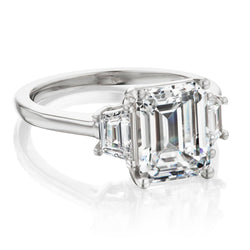 Emerald Cut Diamond Trapezoid Engagement Ring White Gold