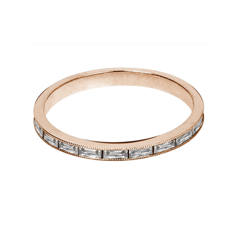 baguette diamond band in rose gold 