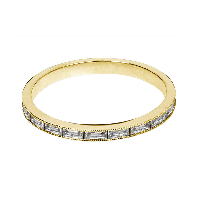 baguette diamond band in yellow gold 