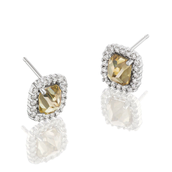 Halo diamond earrings white gold 