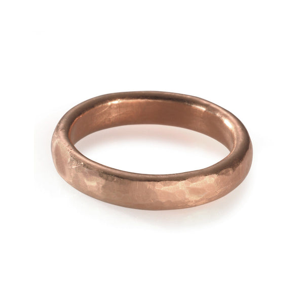 Men's 4mm hammered wedding band in rose gold 
