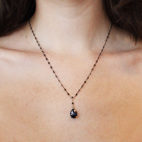 Black Diamond Pear Shape Necklace