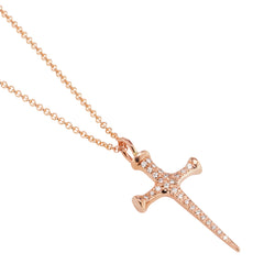 pave diamond cross in rose gold