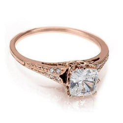 Rose gold cushion cut diamond engagement ring handcrafted 