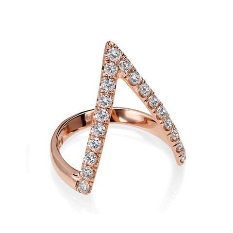 Rose gold diamond V ring. The finest selection of unique fine jewelry in NYC