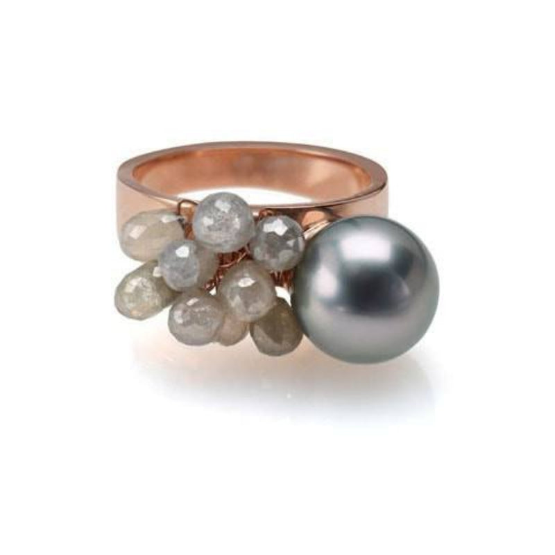 Rose gold grey diamond ring, unique and exclusive design