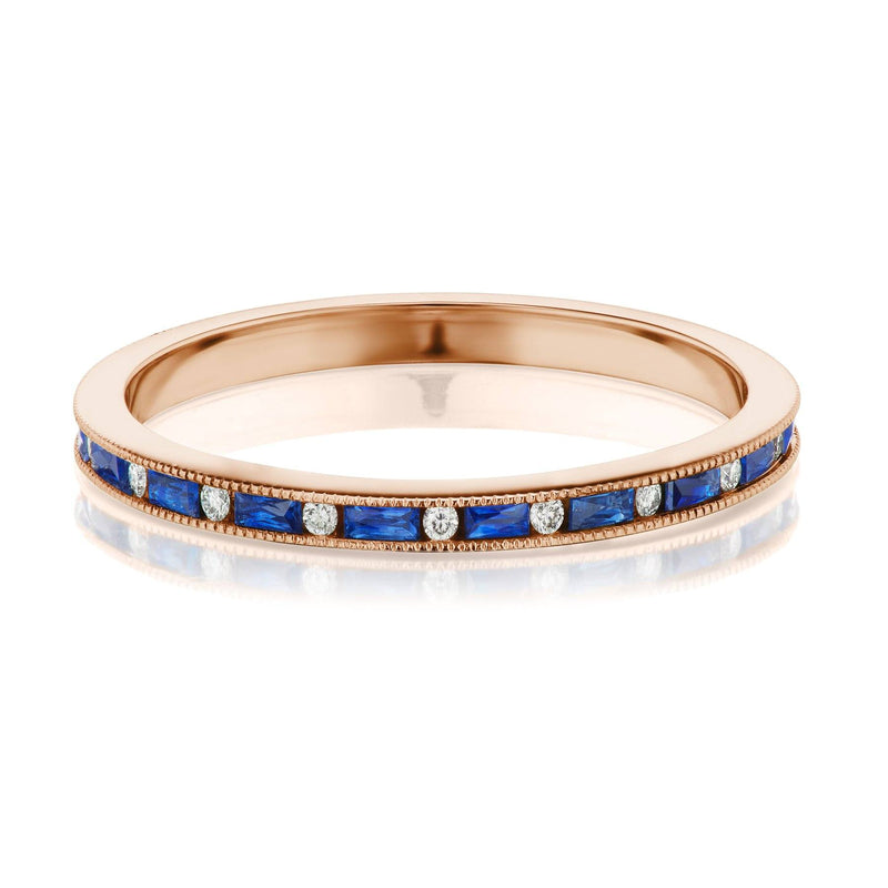 sapphire and diamond band rose gold 