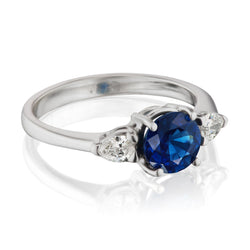 Sapphire Engagement Ring with Pear Shape Diamonds