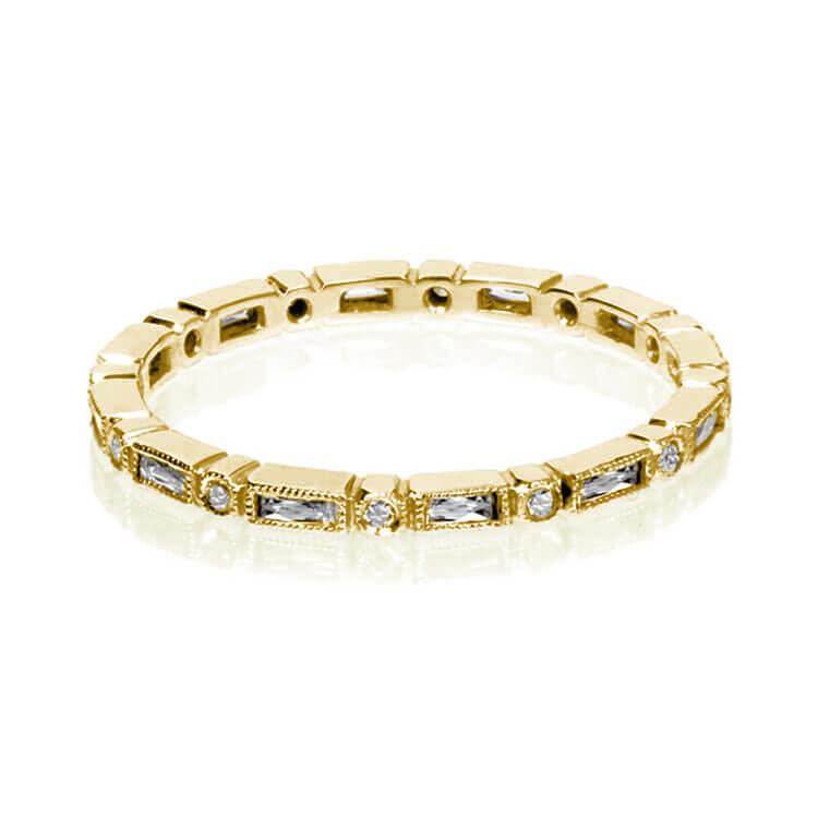 Vintage Inspired Baguette Band Yellow Gold