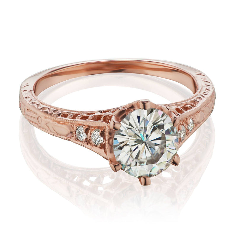 Vintage inspired engagement ring rose gold 