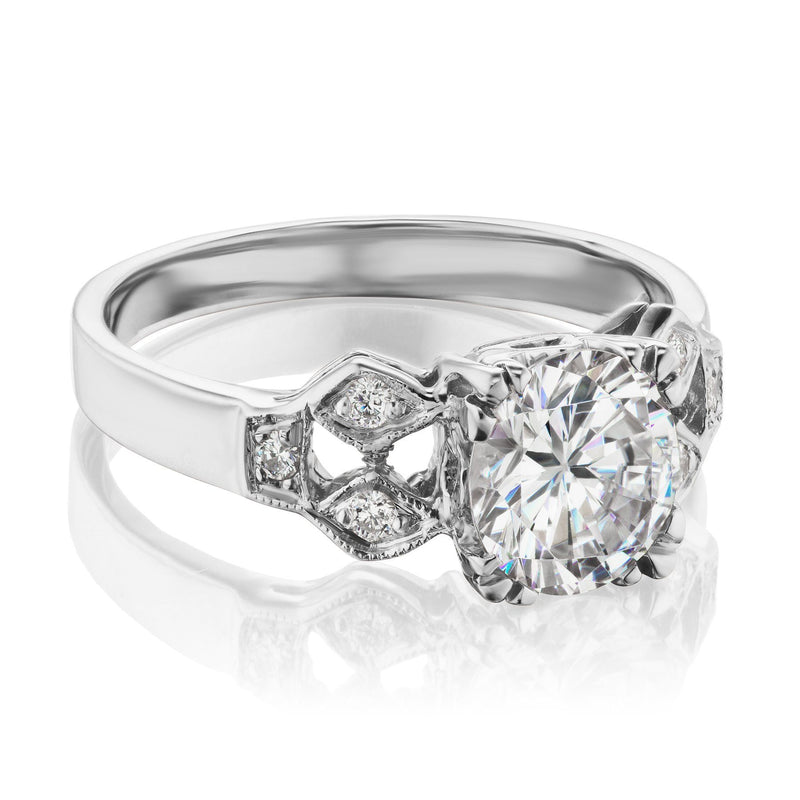 White Gold Art Deco Engagement Ring