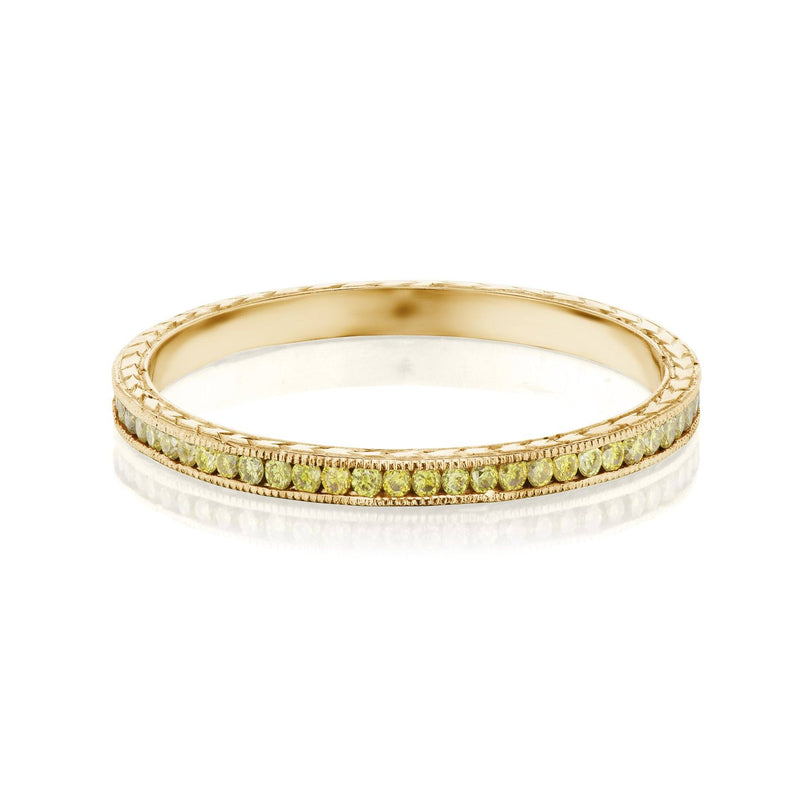 canary diamond band in yellow gold 