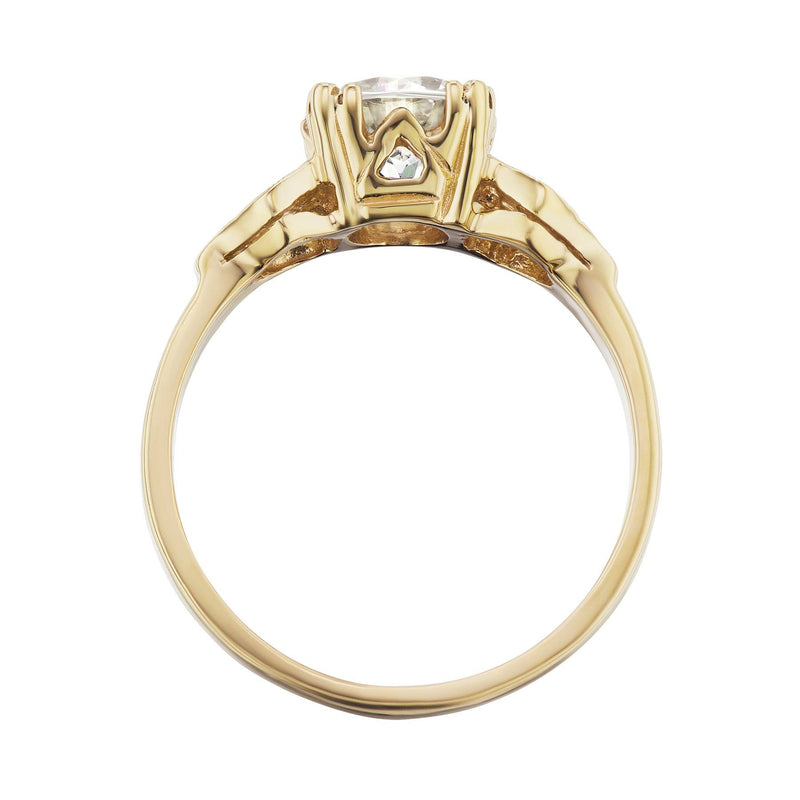 Yellow Gold Art Deco Engagement Ring Side View