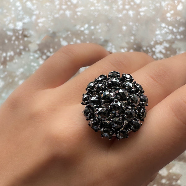 Edgy black diamond ring