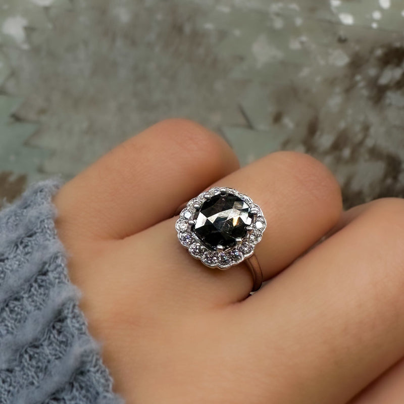 Black diamond cocktail ring