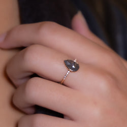 Grey Pear Shaped Diamond Ring