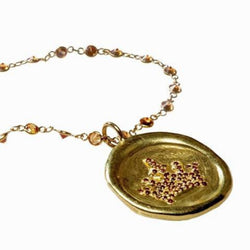 Diamond crown seal necklace