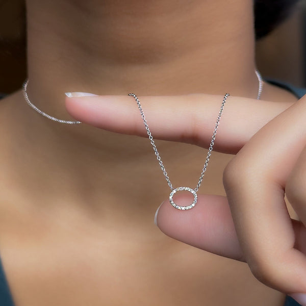 Pave Oval Diamond Necklace