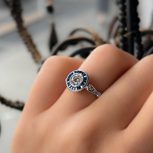 Diamond & Sapphire Vintage Engagement Ring