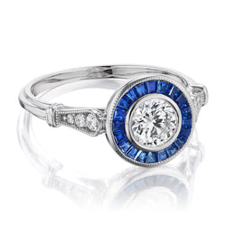 sapphire and diamond deco ring