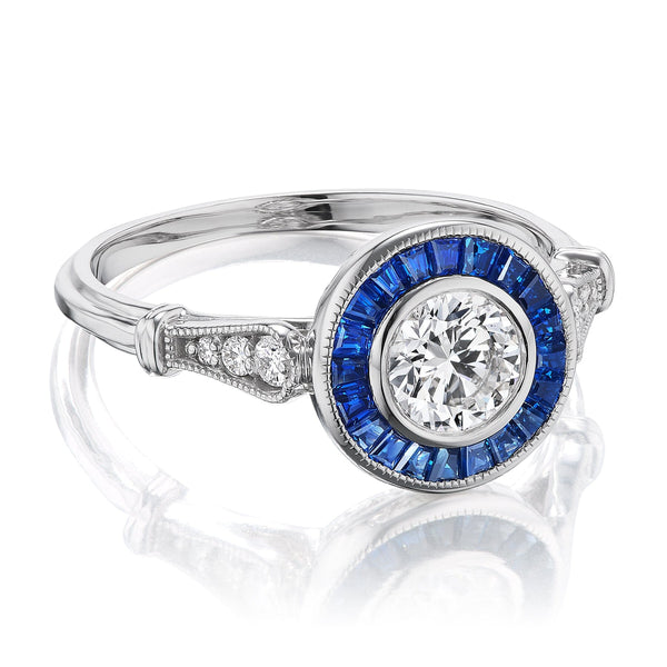 sapphire and diamond deco ring