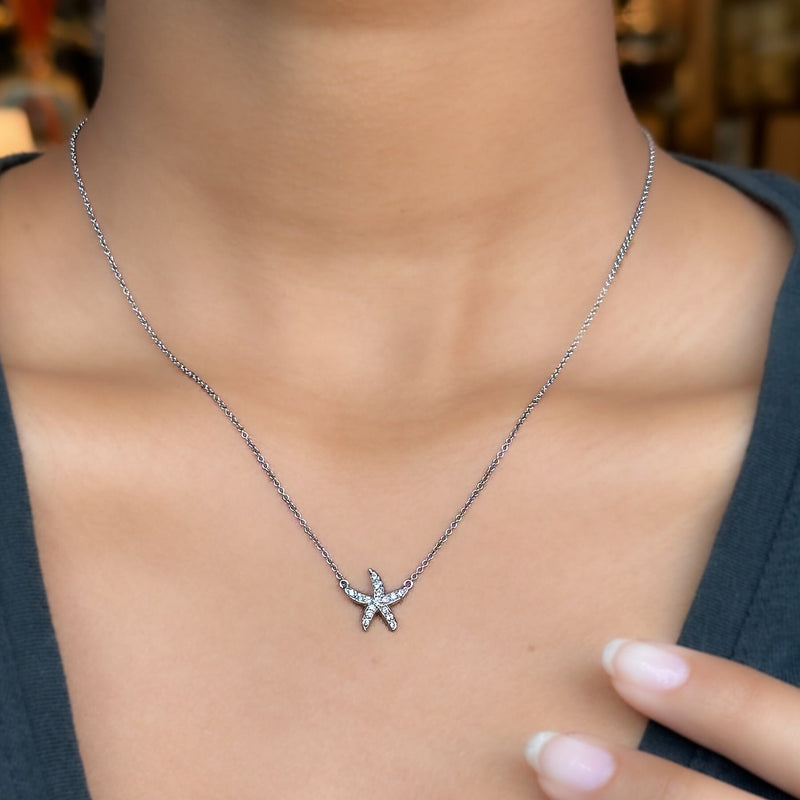 Starfish Diamond Necklace White Gold