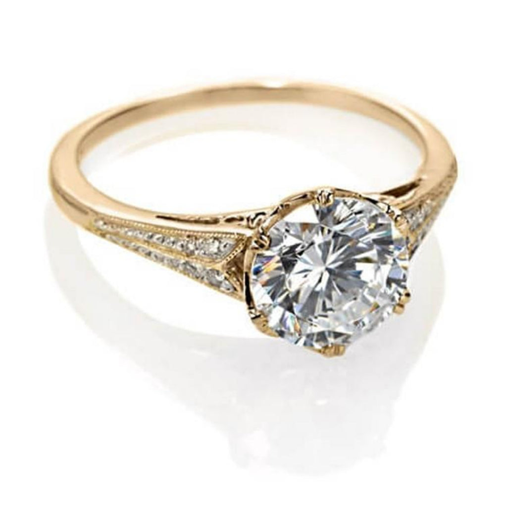 18K Yellow Gold Vintage Lab Grown Diamond Ring | Barkev's